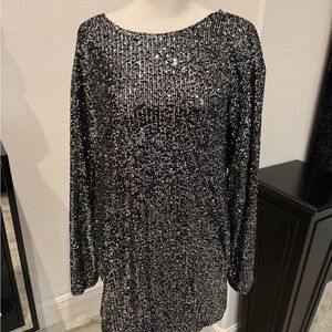 Elan Sparkling Silver Sequin Top